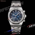 Swiss 7750 Audemars Piguet Royal Oak 38mm Blue Dial Diamond Bezel Chronograph Watch